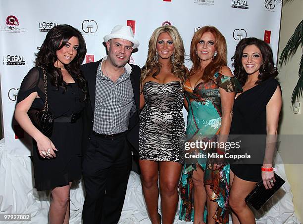 Jerseylicious cast members Gigi Liscio, Anthony Lombardi, Tracy DiMarco, Gayle Giacomo, and Christy Pereira attend the Gatsby Salon's Premiere Party...