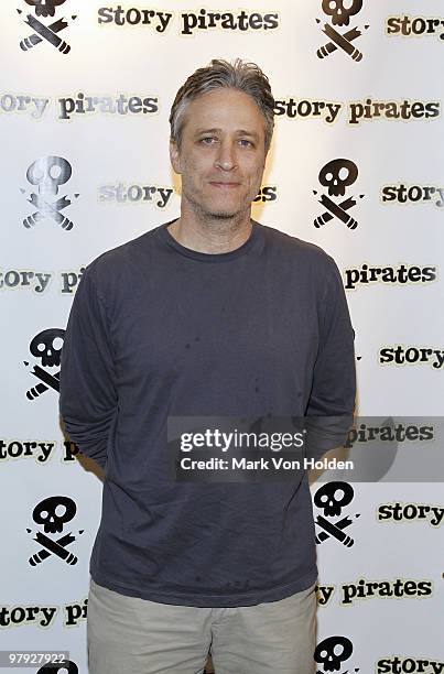 Comedian Jon Stewart attends the Story Pirates "After School Special" Fundraiser at the Dixon Place Theater on March 21, 2010 in New York City.