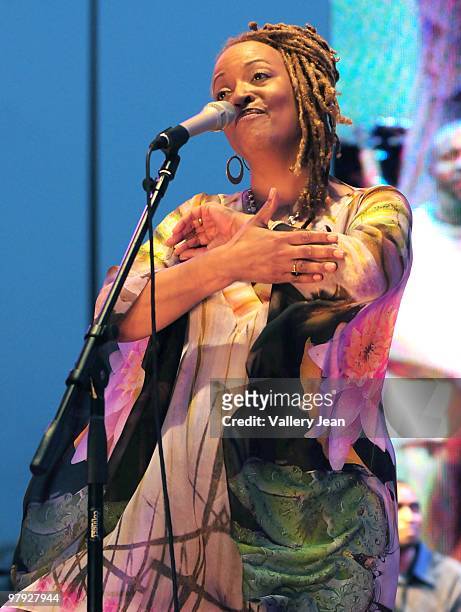 Singer Cassandra Wilson performs at the 5th Annual Jazz In The Gardens 2010 on March 21, 2010 in Miami Gardens, Florida.