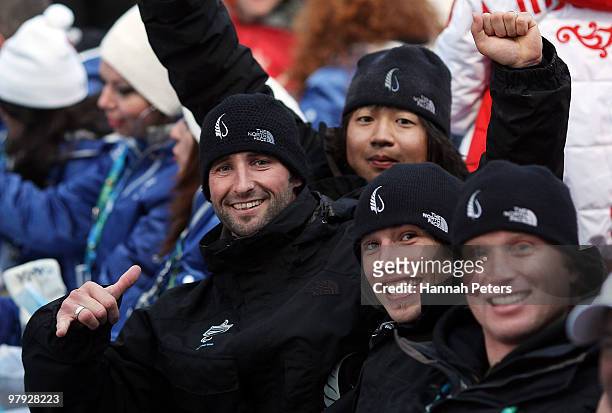 New Zealand Chef de Mission Jon Turnbull and the New Zealand team attend the Closing Ceremony on Day 10 of the 2010 Vancouver Winter Paralympics at...