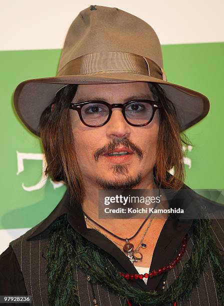 Actor Johnny Depp attends the "Alice In Wonderland" press conference at Park Hyatt Tokyo on March 22, 2010 in Tokyo, Japan. The film will open on...