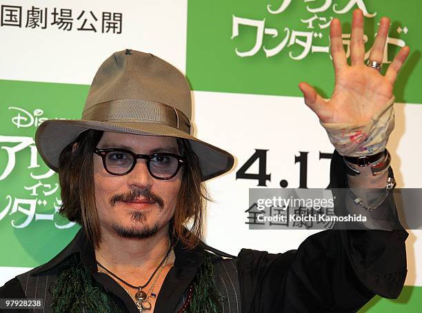 Actor Johnny Depp attends the "Alice In Wonderland" press conference at Park Hyatt Tokyo on March 22, 2010 in Tokyo, Japan. The film will open on...