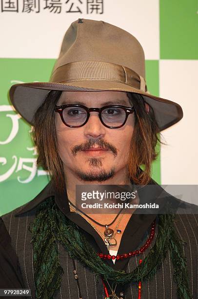 Actor Johnny Depp attends the "Alice In Wonderland" press conference at Park Hyatt Tokyo on March 22, 2010 in Tokyo, Japan. The film will open on...