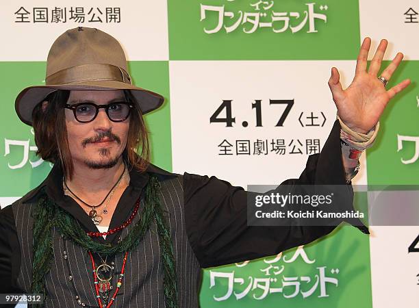 Actor Johnny Depp attends the "Alice In Wonderland" press conference at Park Hyatt Tokyo on March 22, 2010 in Tokyo, Japan. The film will open on...