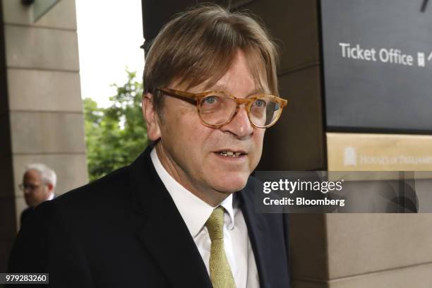 Guy Verhofstadt, Brexit negotiator for the European Parliament, arrives at Portcullis House in London, U.K., on Wednesday, June 20, 2018. The...