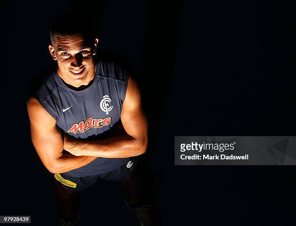 Andrew Carrazzo is photographed after a Carlton Blues AFL press conference at Visy Park on March 22, 2010 in Melbourne, Australia.