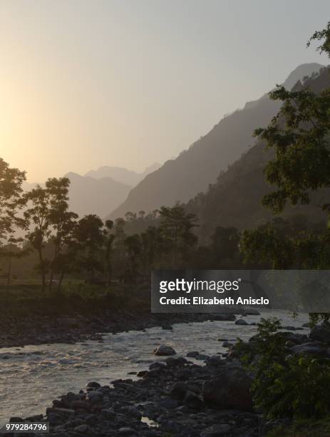myagdi river from dhaulagiri massive - dhaulagiri ストックフォトと画像