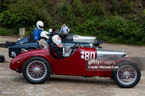 F Type Magna F1 driven by Steve McEvoy at Brooklands Racing Circuit on June 16, 2018 in Weybridge, England.