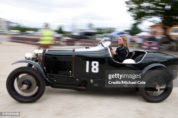 Frazer Nash Boulogne Vitesse driven by Annabel Jones at Brooklands Racing Circuit on June 16, 2018 in Weybridge, England.