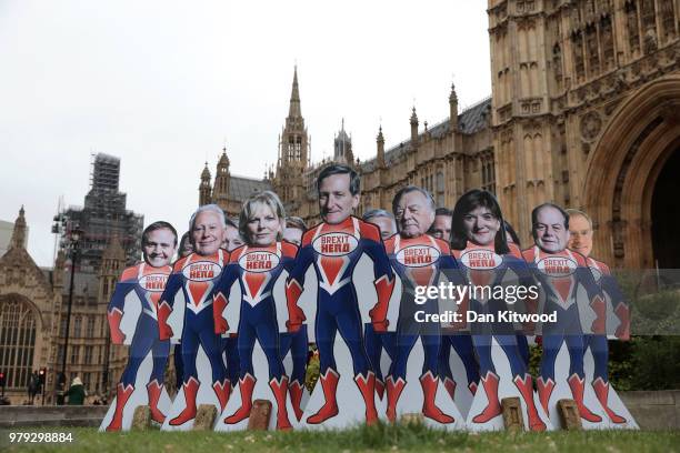 Cardboard cutouts of MPs Tom Tugendhat, Robert Neill, Anna Soubry, Dominic Grieve, Kenneth Clarke, Nicky Morgan, Stephen Hammond and Jeremy Lefroy...