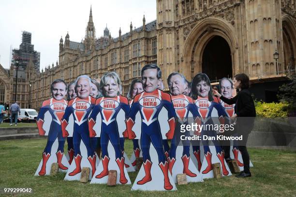 Cardboard cutouts of MPs Tom Tugendhat, Robert Neill, Anna Soubry, Dominic Grieve, Kenneth Clarke, Nicky Morgan, Stephen Hammond and Jeremy Lefroy...