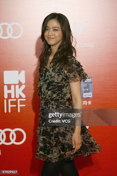 Tang Wei attends the "Crossing Hennessy" photocall during the Opening Night Ceremony for the 34th Hong Kong International Film Festival at the Hong...