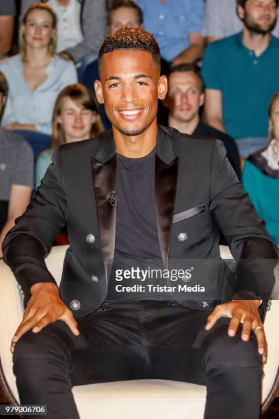 German soccer player Dennis Aogo during the TV show 'Markus Lanz' on June 19, 2018 in Hamburg, Germany.