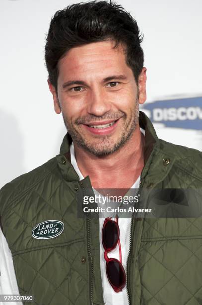 Singer David de Maria presents 'Land Rover Discovery Challenge' 2018 at the Barajas Airport on June 20, 2018 in Madrid, Spain.