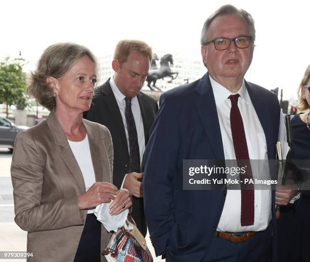 Kensington and Chelsea Council leader Elizabeth Campbell and chief executive Barry Quirk arrive at Portcullis House in Westminster, London, where...