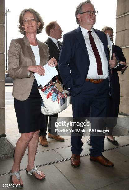 Kensington and Chelsea Council leader Elizabeth Campbell and chief executive Barry Quirk arrive at Portcullis House in Westminster, London, where...