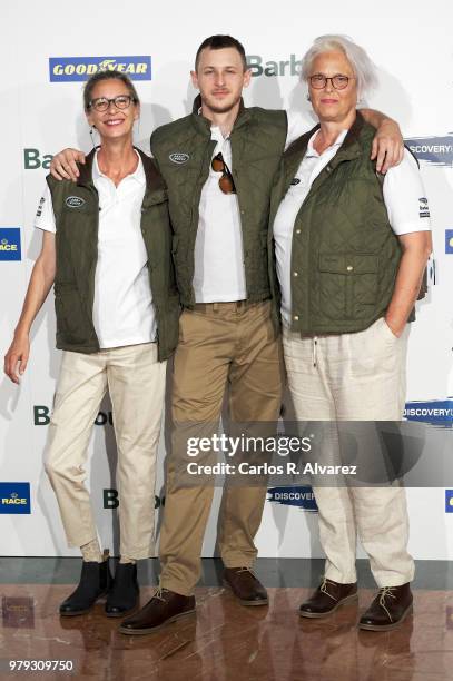 Paola Dominguin, actor Nicolas Coronado and Lucia Dominguin present 'Land Rover Discovery Challenge' 2018 at the Barajas Airport on June 20, 2018 in...