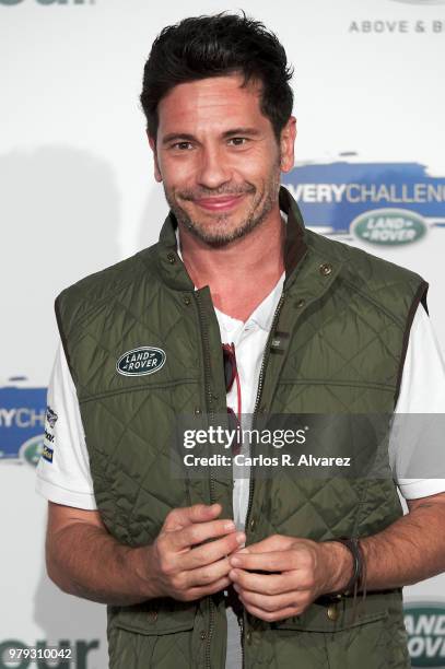 Singer David de Maria presents 'Land Rover Discovery Challenge' 2018 at the Barajas Airport on June 20, 2018 in Madrid, Spain.