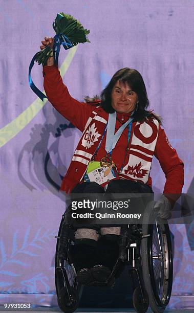 The Whang Youn Dai achievement award is presented to Paralympian Colette Bourgonje during the Closing Ceremony on Day 10 of the 2010 Vancouver Winter...