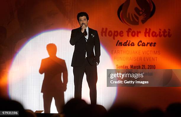 Bollywood actor Anil Kapoor encourages Indians to bid during the auction for 'Hope for Haiti', a fundraiser for the victims of the Haiti earthquake...