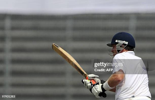 England cricketer Ian Bell plays a shot during the third day of the second Test match between Bangladesh and England at the Sher-e Bangla National...