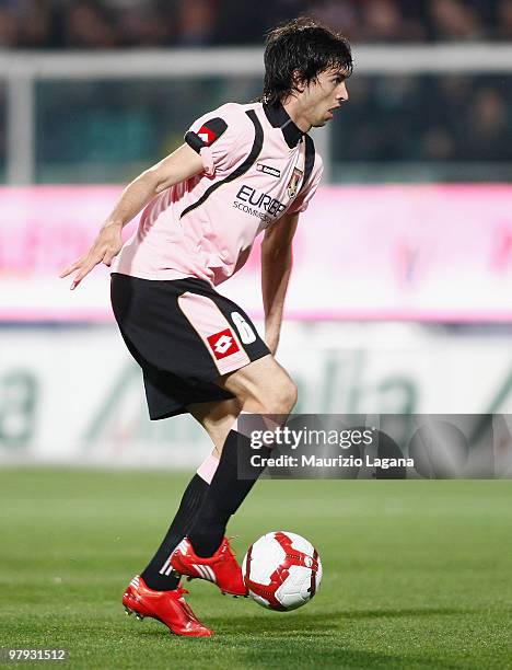 Javier Pastore of US Citta' di Palermo is shown in action during the Serie A match between US Citta di Palermo and FC Internazionale Milano at Stadio...