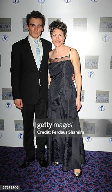 Rupert Friend and Tamsin Greig attend The Laurence Olivier Awards at The Grosvenor House Hotel on March 21, 2010 in London, England.