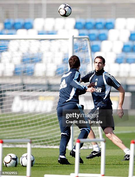 Christoph Metzelder of Real Madrid in action during a training session at Valdebebas on March 22, 2010 in Madrid, Spain.