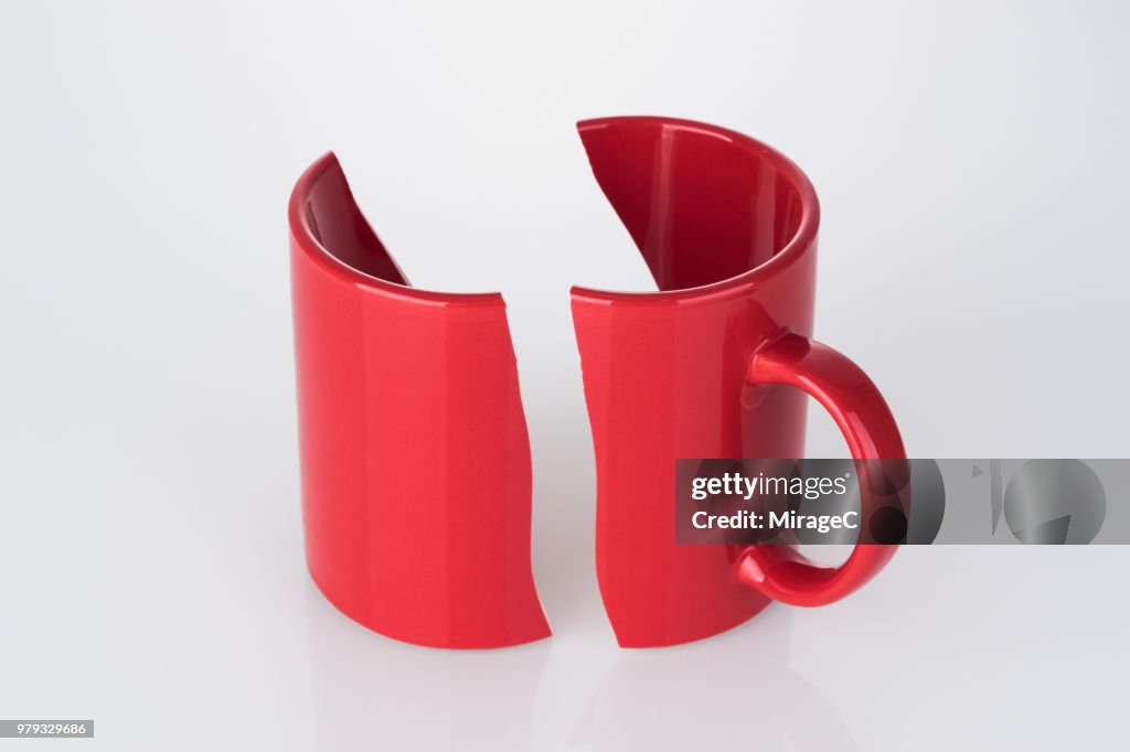 Halved Damaged Red Mug Cup