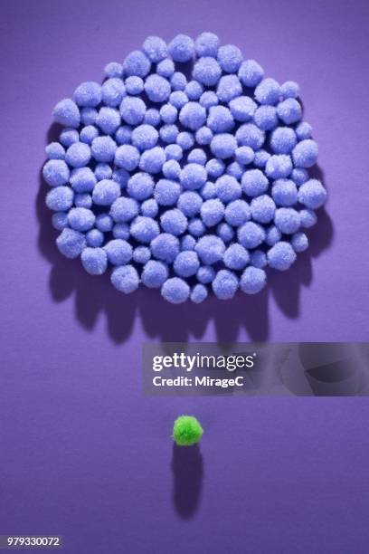 fuffy balls individuality concept - standing out from the crowd network stock pictures, royalty-free photos & images