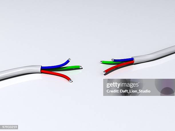 torned cable - wire cut stockfoto's en -beelden