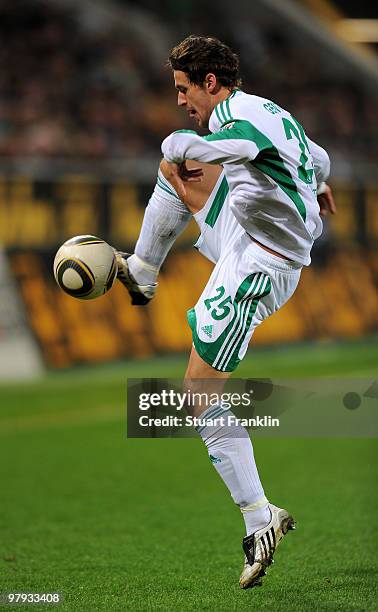 Christian Gentner of Wolfsburg in action during the Bundesliga match between VfL Wolfsburg and Hertha BSC Berlin at Volkswagen Arena on March 21,...