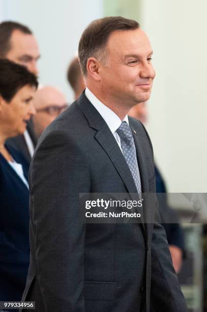 Presdient Andrzej Duda is seen at the Presidential Palace in Warsaw, Poland ono June 20, 2018. On Wednesday president Duda installed mister...