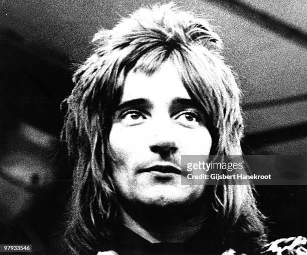Rod Stewart performs live on stage at the Oval Cricket Ground, London during the Faces Concert on September 18 1971