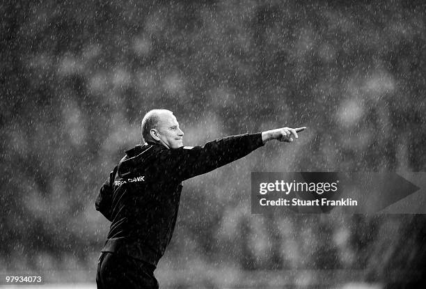 Thomas Schaaf, Head Coach of Bremen during the Bundesliga match between SV Werder Bremen and VfL Bochum at Weser Stadium on March 20, 2010 in Bremen,...