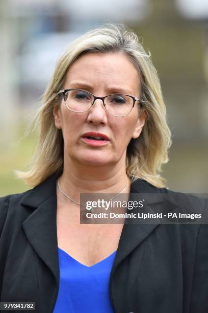 For Gosport, Caroline Dinenage, speaks to reporters outside Portsmouth Cathedral after the disclosure of the Gosport Independent Panel&acirc;s report.