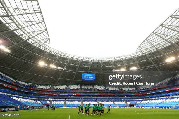 General view inside the stadium as the Australia team train during an Australia Socceroos training session ahead of the 2018 FIFA World Cup match...