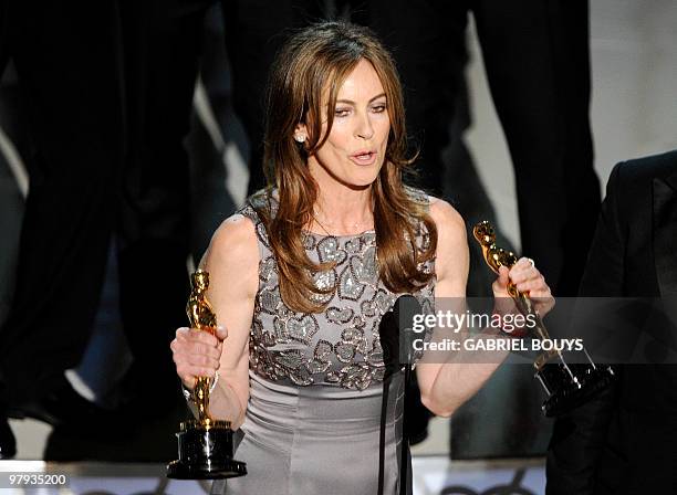 Winner for Best Director and Best Picture Kathryn Bigelow for "The Hurt Locker" gives her acceptance speech at the 82nd Academy Awards at the Kodak...