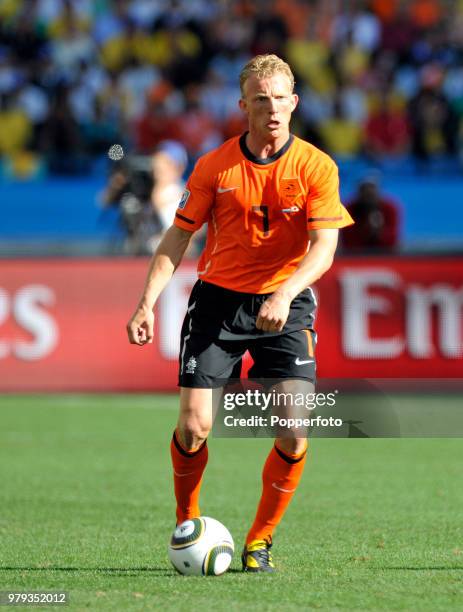 Dirk Kuyt of the Netherlands in action during the FIFA World Cup Group E match between the Netherlands and Japan at the Moses Mabhida Stadium on June...