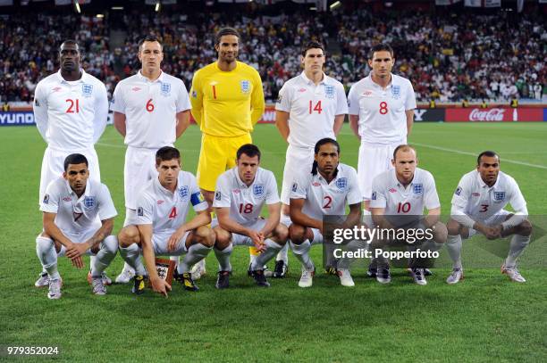 England line up for a group photo before the FIFA World Cup Group C match between England and Algeria at the Cape Town Stadium on June 18, 2010 in...