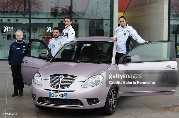 Italian team members pose for a photocall during the ISU World Figure Skating Championships 2010 on March 22, 2010 in Turin, Italy.