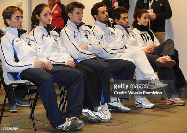 Italian team members during the ISU World Figure Skating Championships 2010 press conference on March 22, 2010 in Turin, Italy.