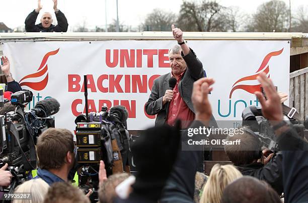 Tony Woodley, the General Secretary of Unite, addresses an audience of British Airways cabin crew on the final day of their three day strike near...
