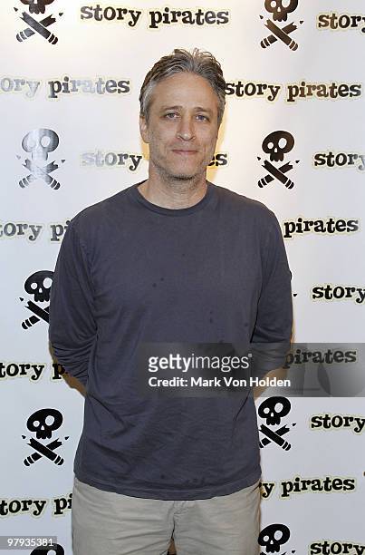 Comedian Jon Stewart attends the Story Pirates "After School Special" Fundraiser at the Dixon Place Theater on March 21, 2010 in New York City.