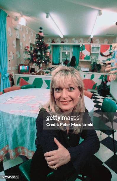 English television presenter Gaby Roslin on the set of 'The Big Breakfast' in London, December 1993.