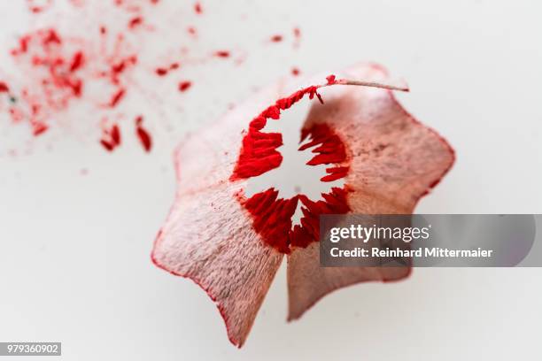 ruby red - pencil shavings stock pictures, royalty-free photos & images