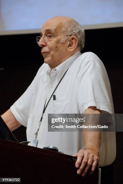 Former Centers for Disease Control Director , Dr David J Sencer speaking at a CDC Smallpox Reunion, Atlanta, Georgia, 2008. Image courtesy Centers...