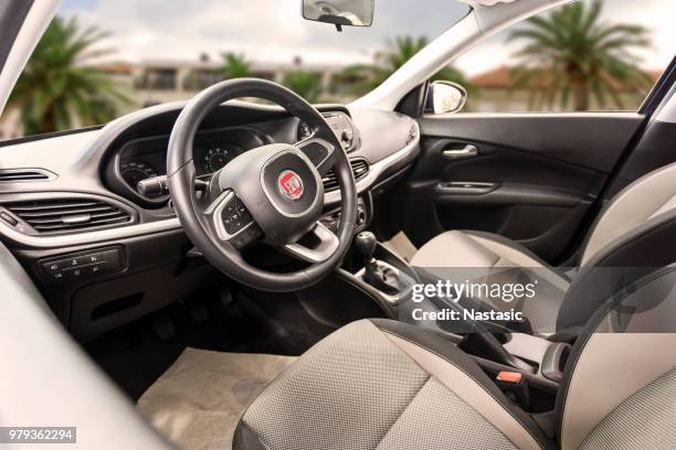 fiat 500 compact hatchback car interior - fiat stock pictures, royalty-free photos & images