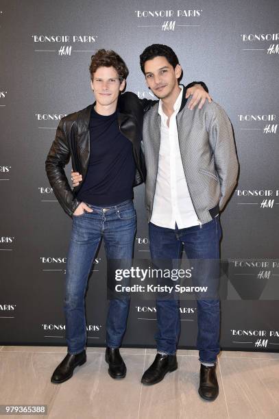 Jean Baptiste Lafarge and Amir El Kacem attend the H&M Flagship Opening Party as part of Paris Fashion Week on June 19, 2018 in Paris, France.