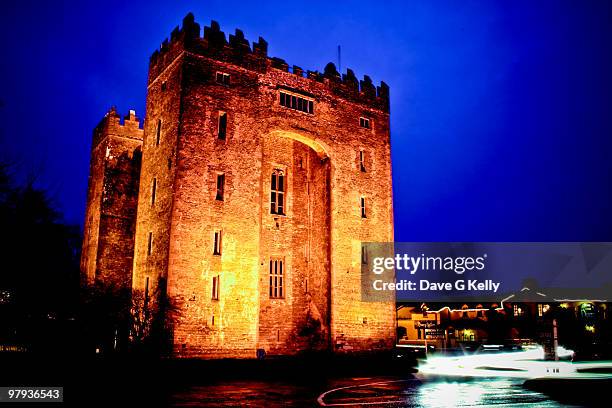 moon over bunratty castle - ireland castle stock pictures, royalty-free photos & images